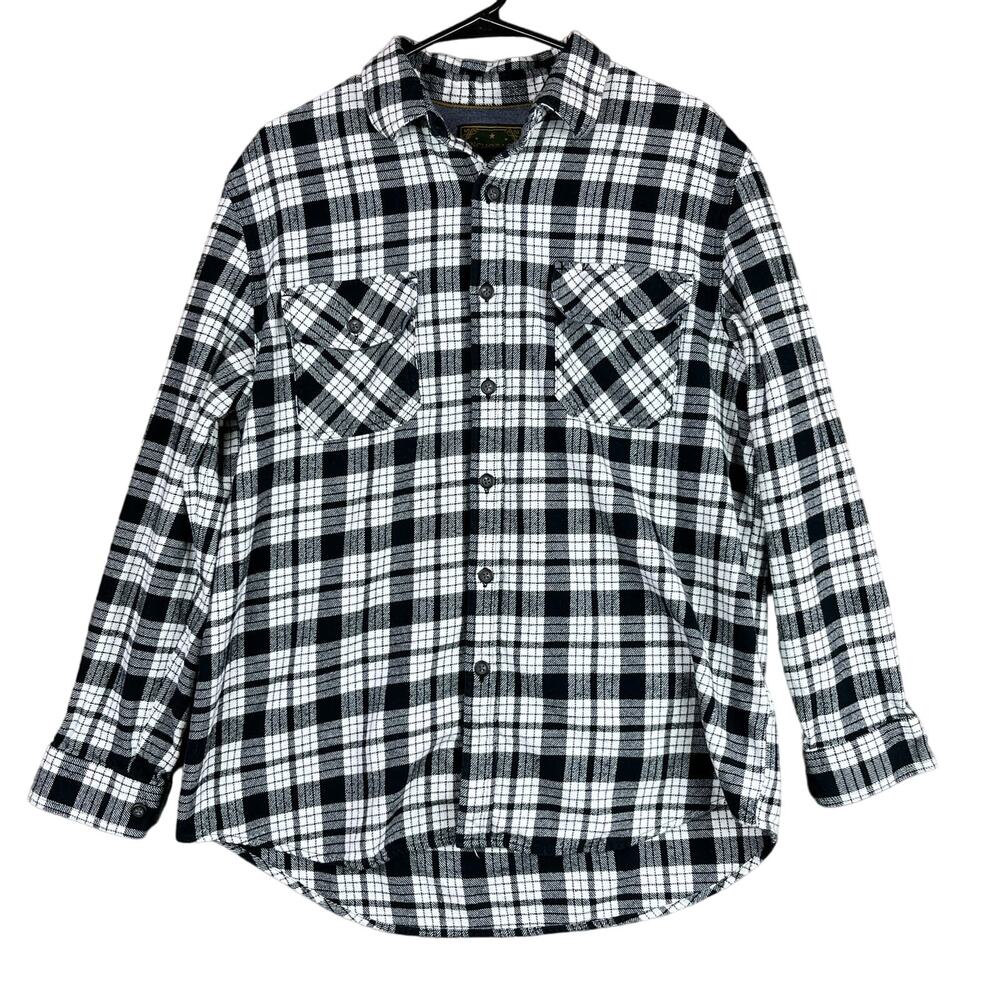 Anchorage Expedition Mens Flannel Shirt White Black Plaid Outdoors Large